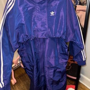 Adidas Shiny Purple Jacket with White Stripes